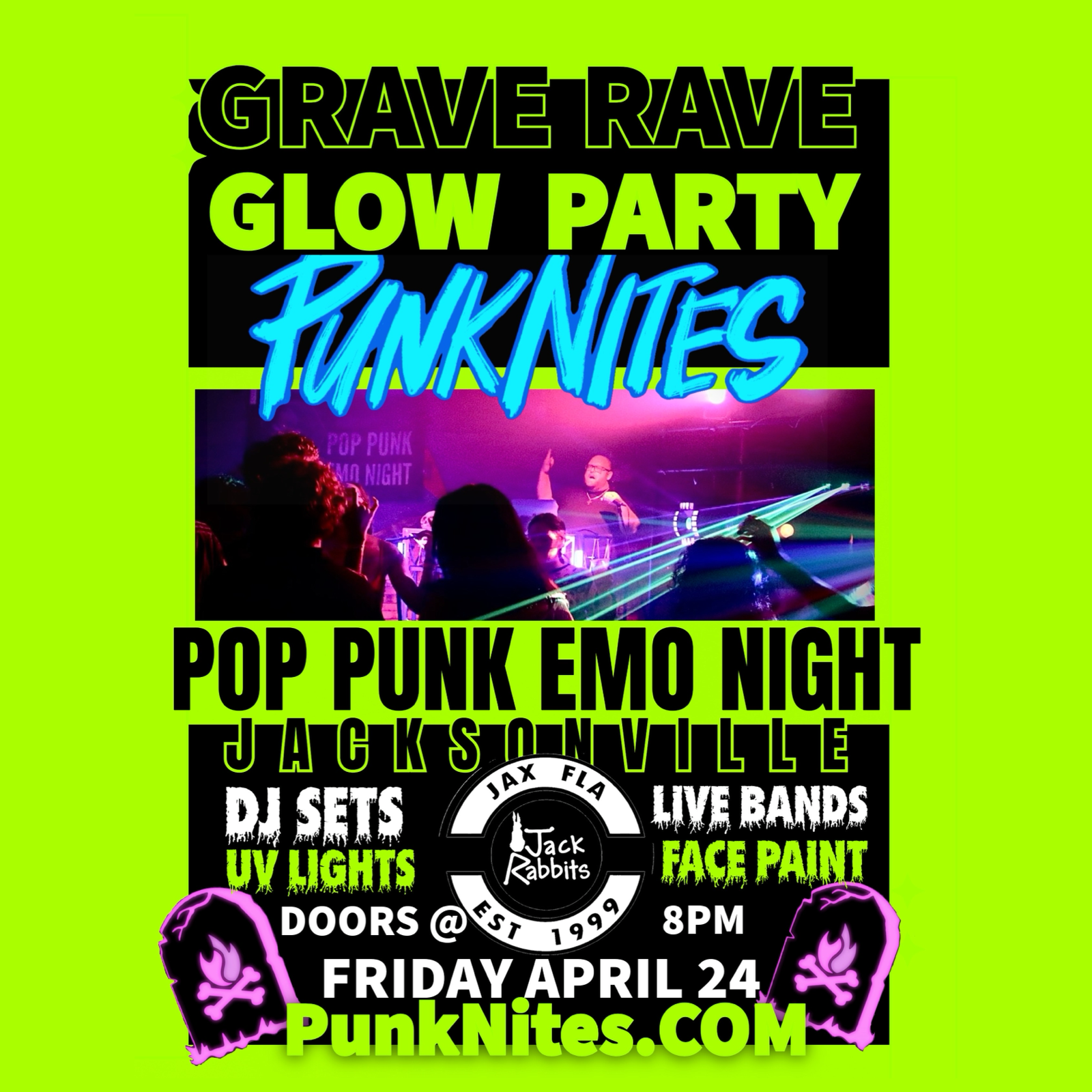 POP PUNK EMO NIGHT GRAVE RAVE GLOW PARTY EDITION